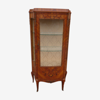 Style Louis XV curved showcase in marquetry