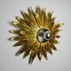 Sun wall lamp by Ferro Arte, metal and gold leaf, Spain 1970