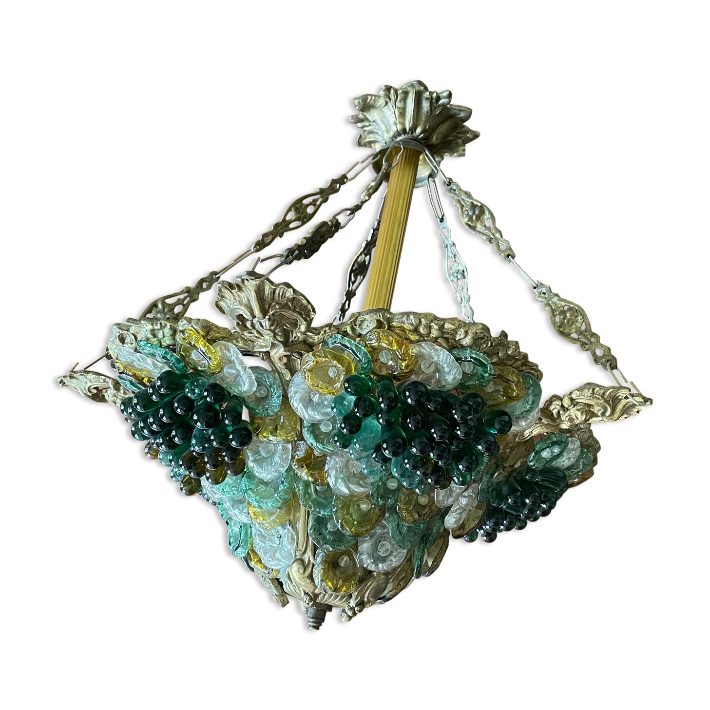 Lustre corbeille grappes de raisin Murano