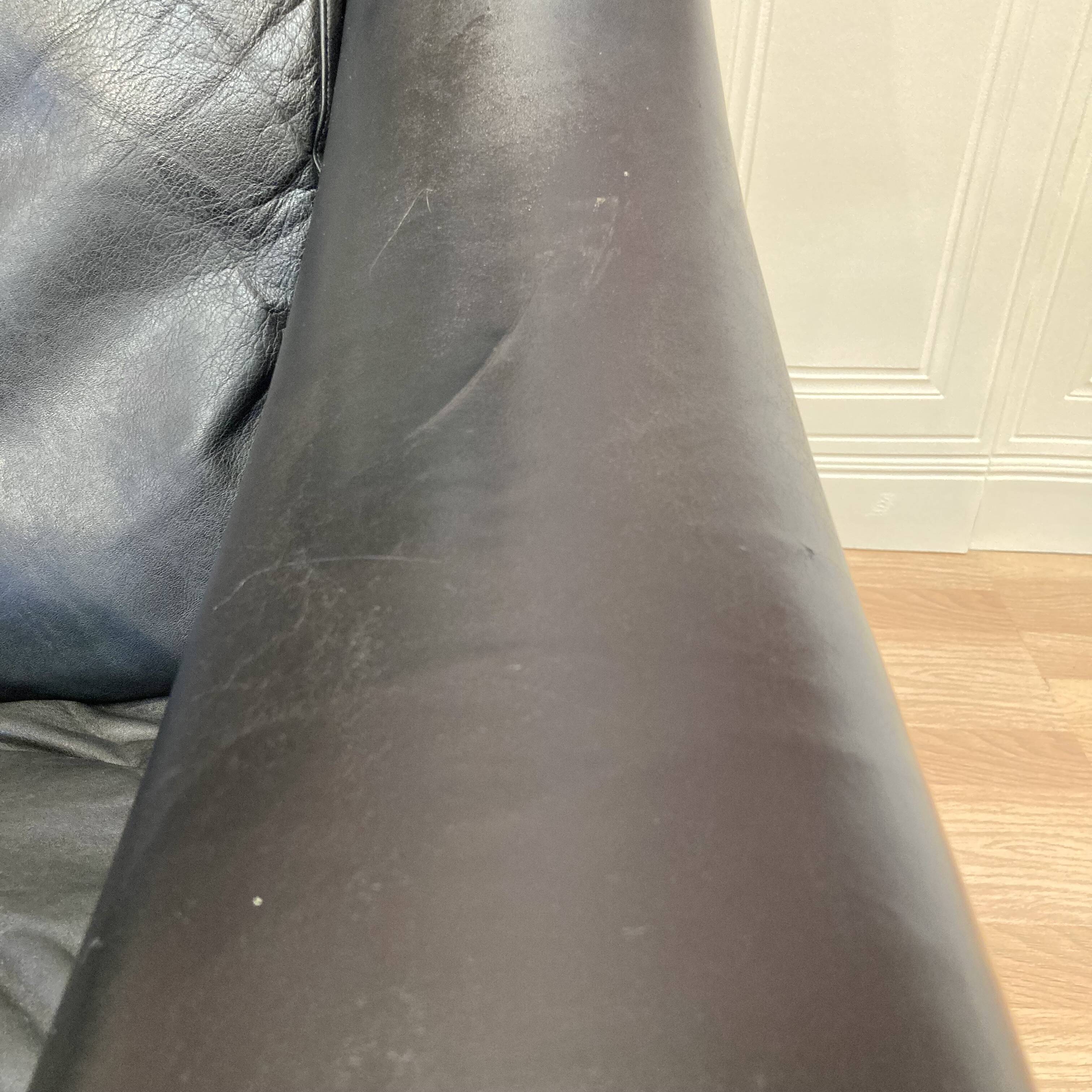 Scandinavian design armchair Aage Christiansen black leather 1950.