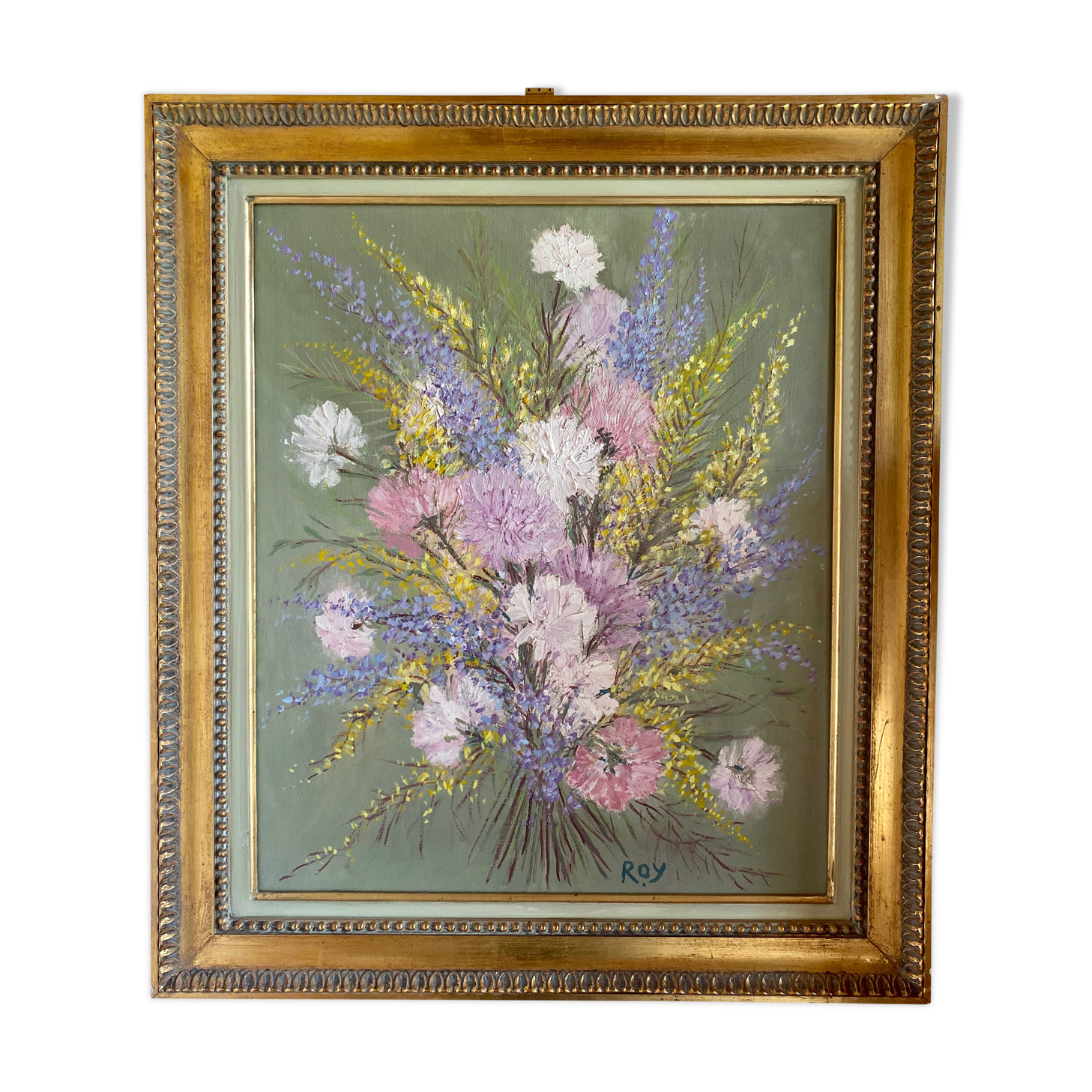 Ancient painting, still life with wildflowers 60/80s
