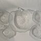 Salad bowl & 4 dessert cups, apple shape in clear glass