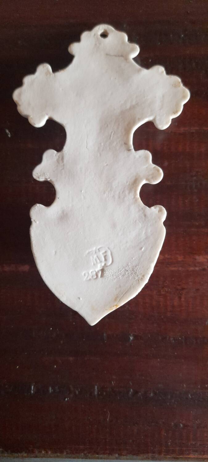 Antique stoup, Sèvres porcelain, 19th century, signed MF