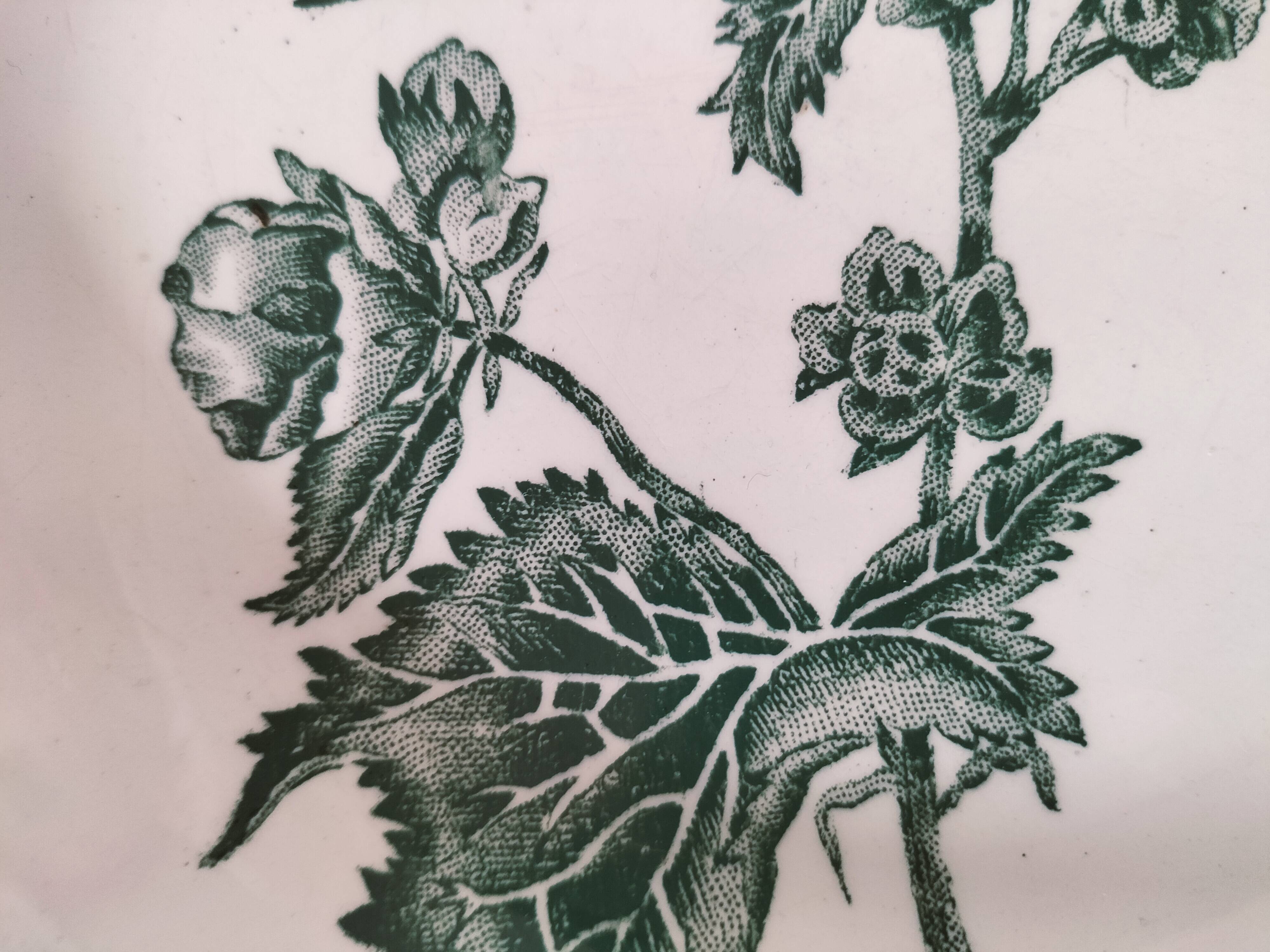 Plate by A. Lebacqz & M. Bouchart, green floral decoration, Richelieu model