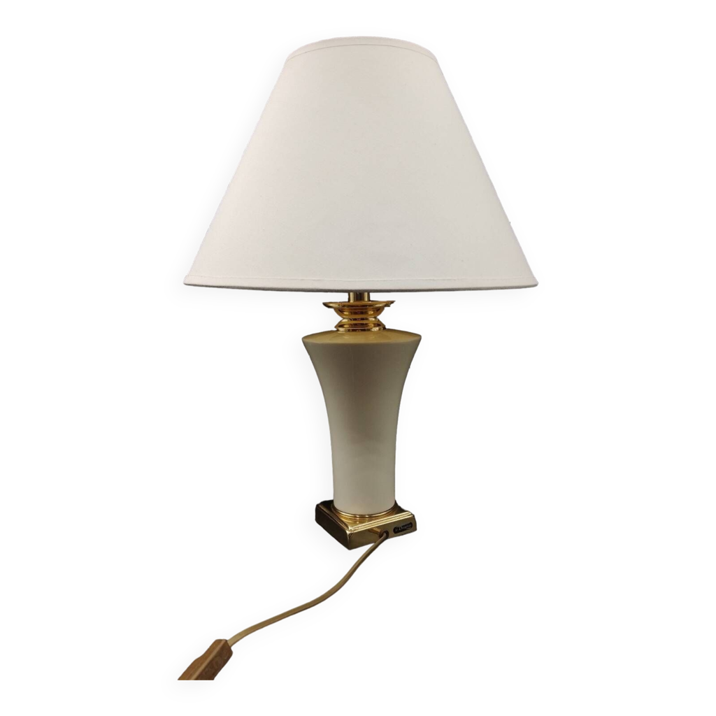 Belle lampe de table laiton et porcelaine du milieu du siècle maison le