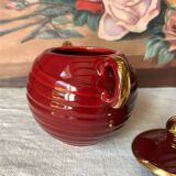 Saint Clément Art Deco Burgundy and Gold Sugar Bowl