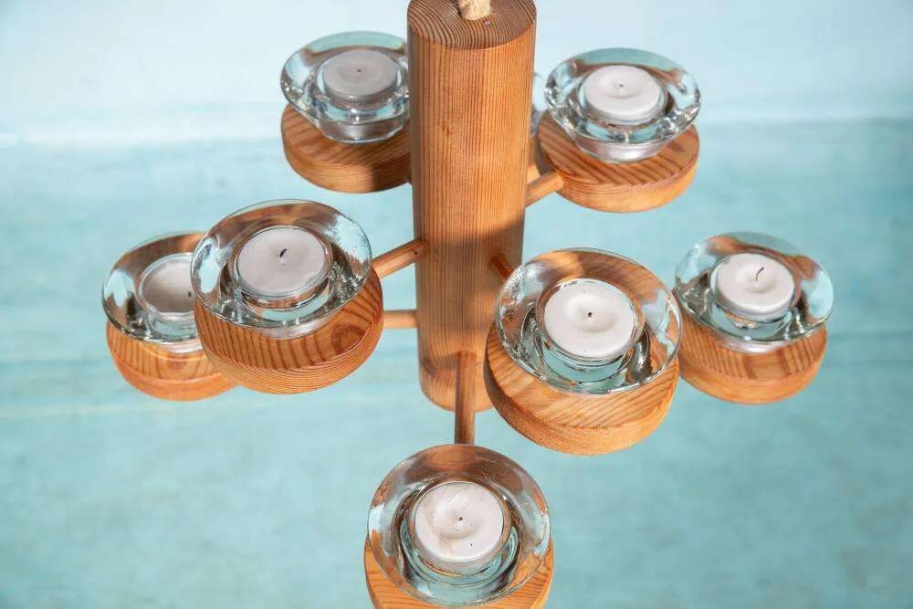 Bohemian chandelier, vintage Nordic pine