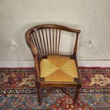 Corner chair wood & straw english xixth