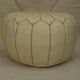 Moroccan pouf in cream leather