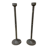 Pair of large pewter candlesticks