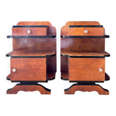Pair of "Art Deco" bedside tables in wood - 1960.