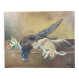 Ancien Tableau Peinture Huile sur toile Nature morte Chasse - signée Giboir