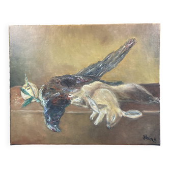 Old Painting Oil on canvas Still life Hunting - signed Giboir