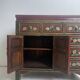 Buffet chinois vintage peint à la main, meuble rouge à décor floral