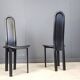 Set of 6 high back leather dining chairs, 1980s