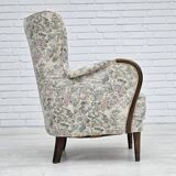 Fauteuil danois années 1955-60 en tissu fleuri multicolore