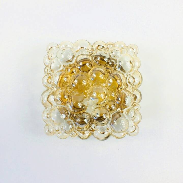 Applique ou plafonnier en verre à bulles ambré du milieu du siècle par Helena Tynell pour Limburg, années 1970