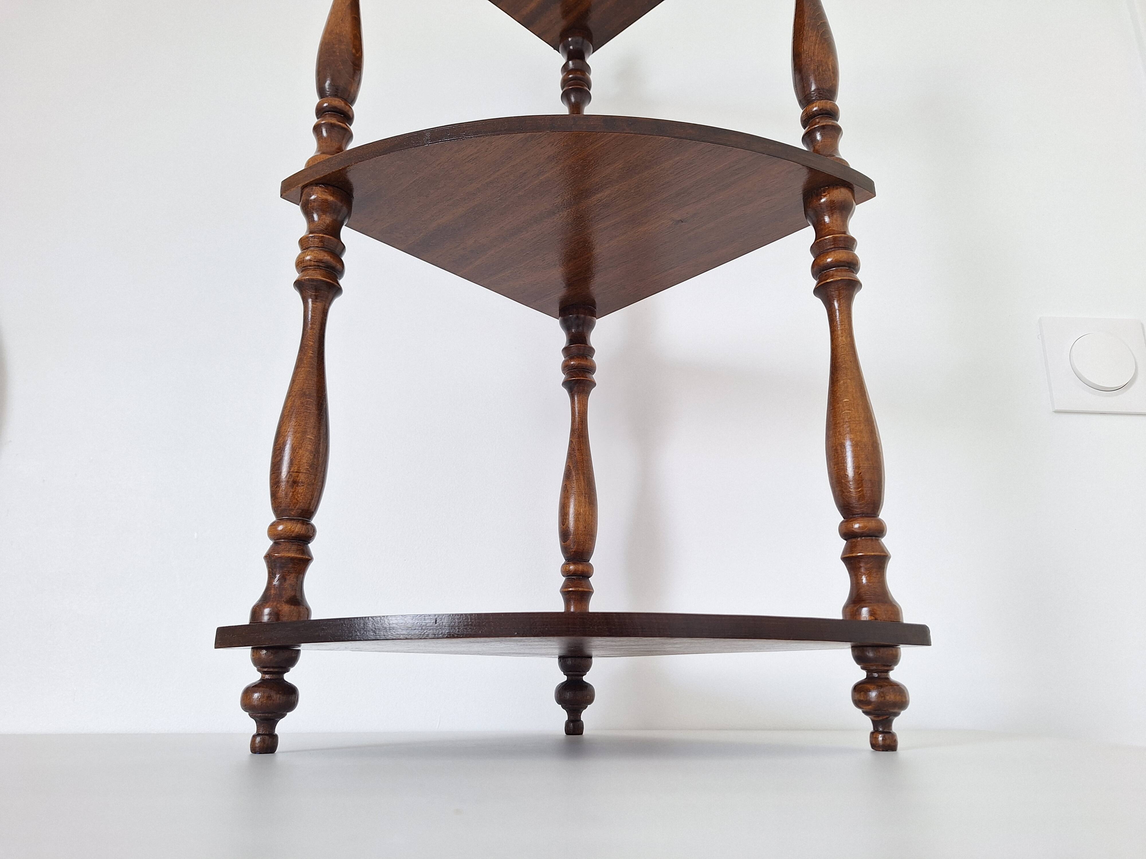 1970s wooden corner shelf