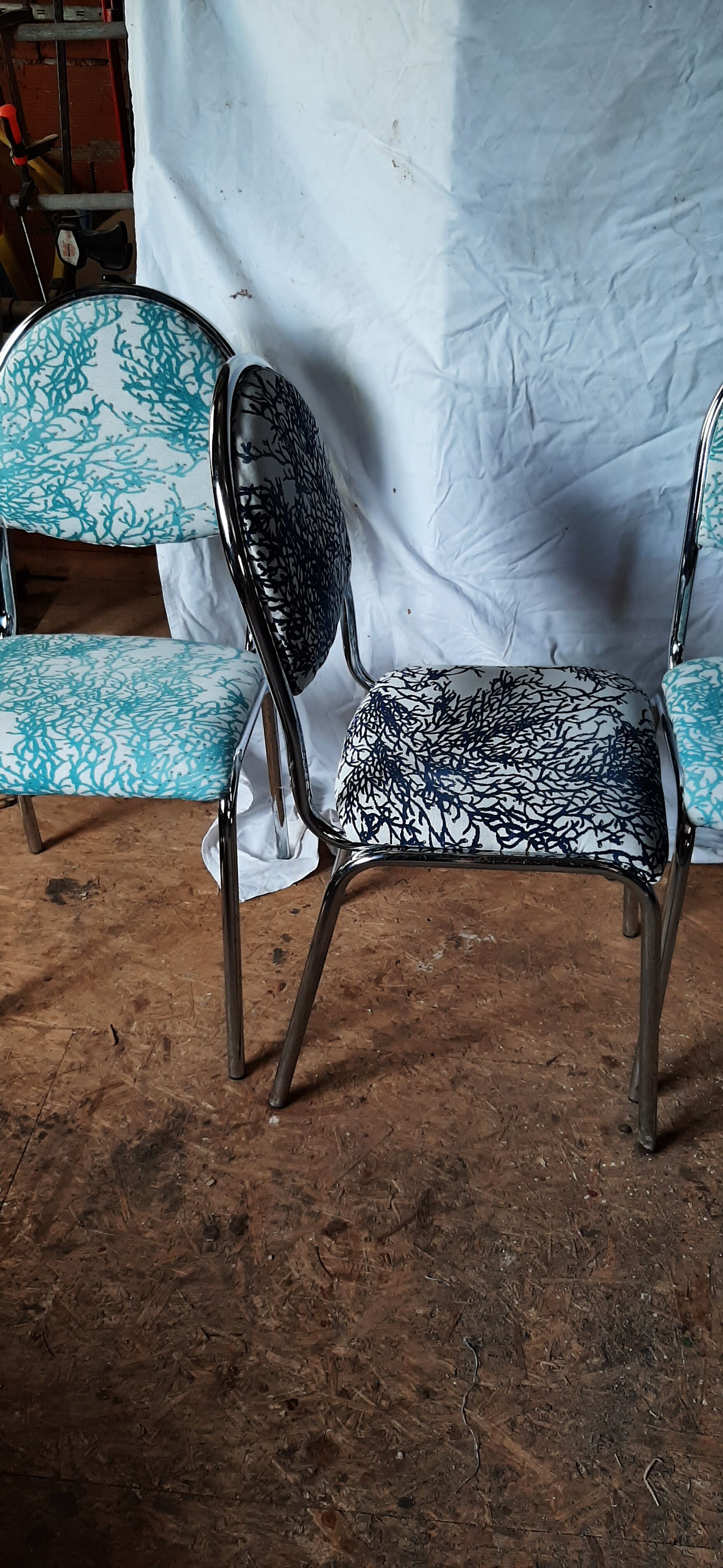 Series of vintage chrome chairs