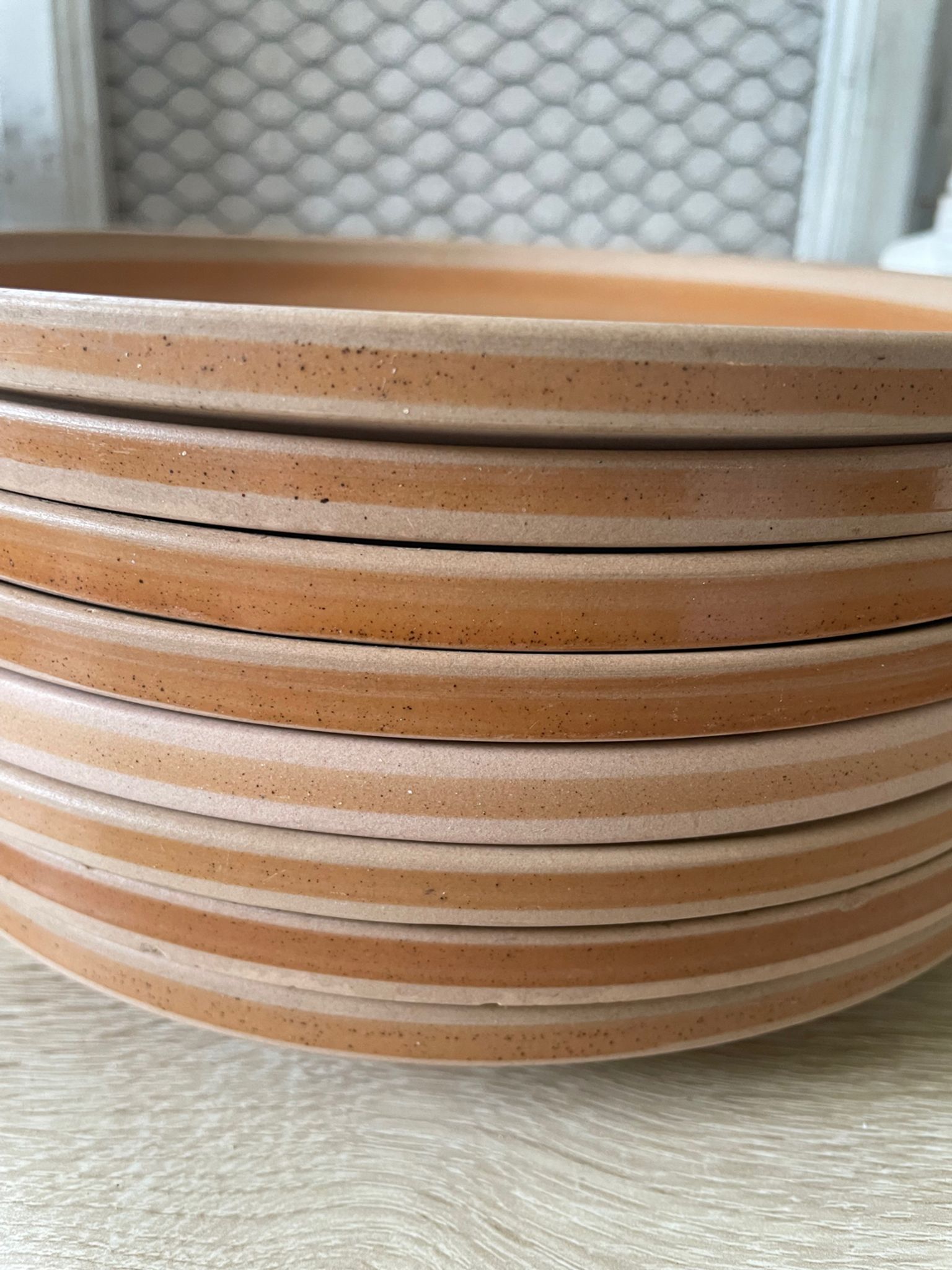 Lot de 8 assiettes plates en grès Sarreguemines