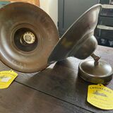 Pair of industrial brass wall lamps
