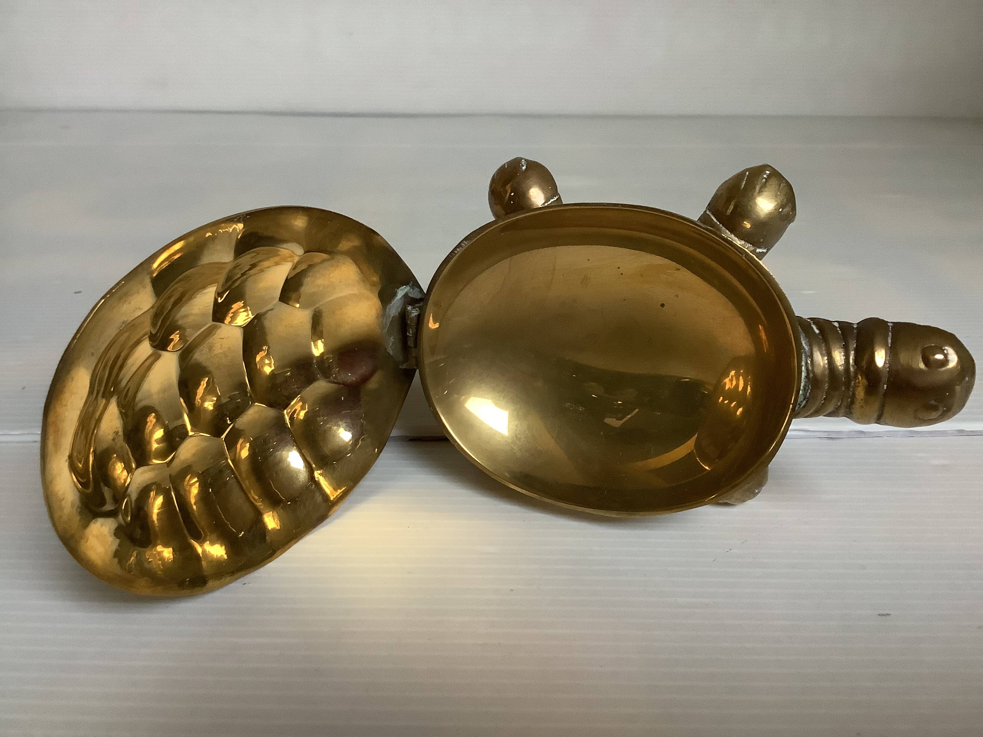 Brass turtle trinket dish