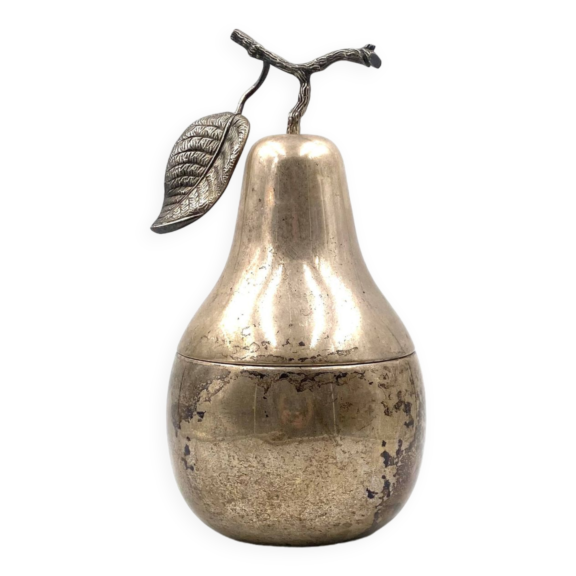 Modern silver-plated Pear wine cooler / ice bucket, Teghini Firenze Italy 1970s