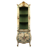 Venetian-style showcase chest of drawers in lacquered wood with flower painted decoration
