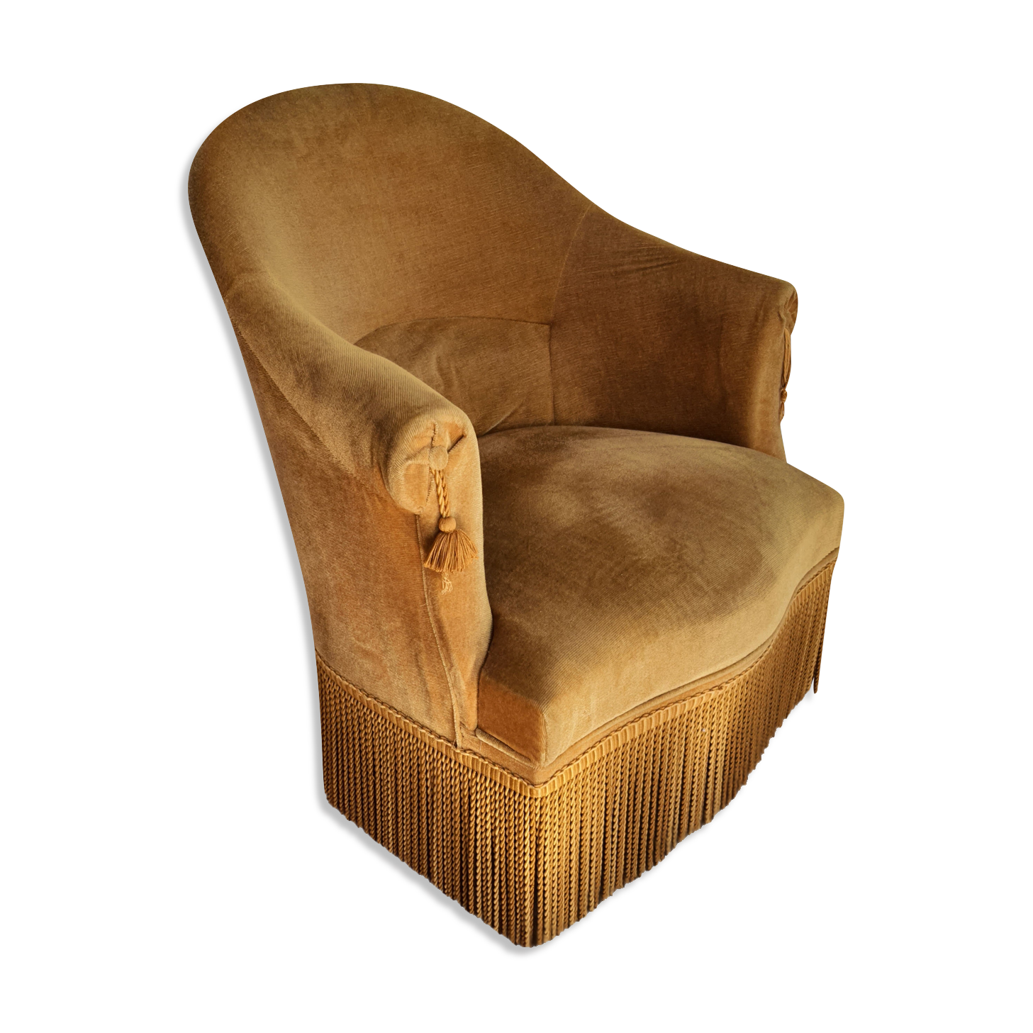 Yellow velvet toad armchair