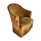 Fauteuil crapaud en velours jaune