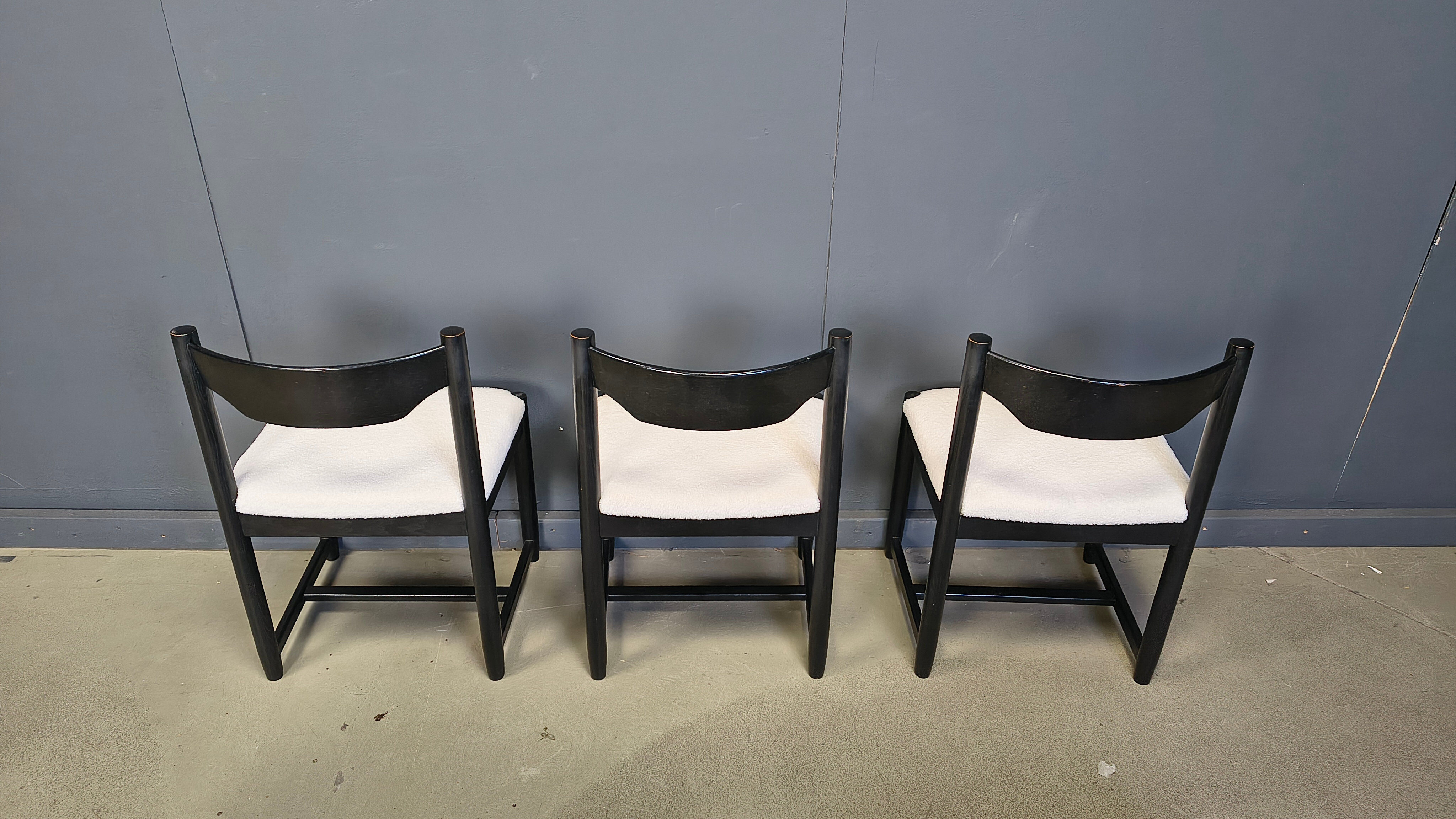 Vintage black wooden dining chairs, 1970s
