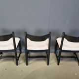 Vintage black wooden dining chairs, 1970s
