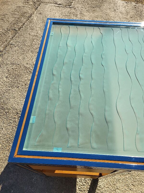 Vintage design double sided chrome glass desk in hetre