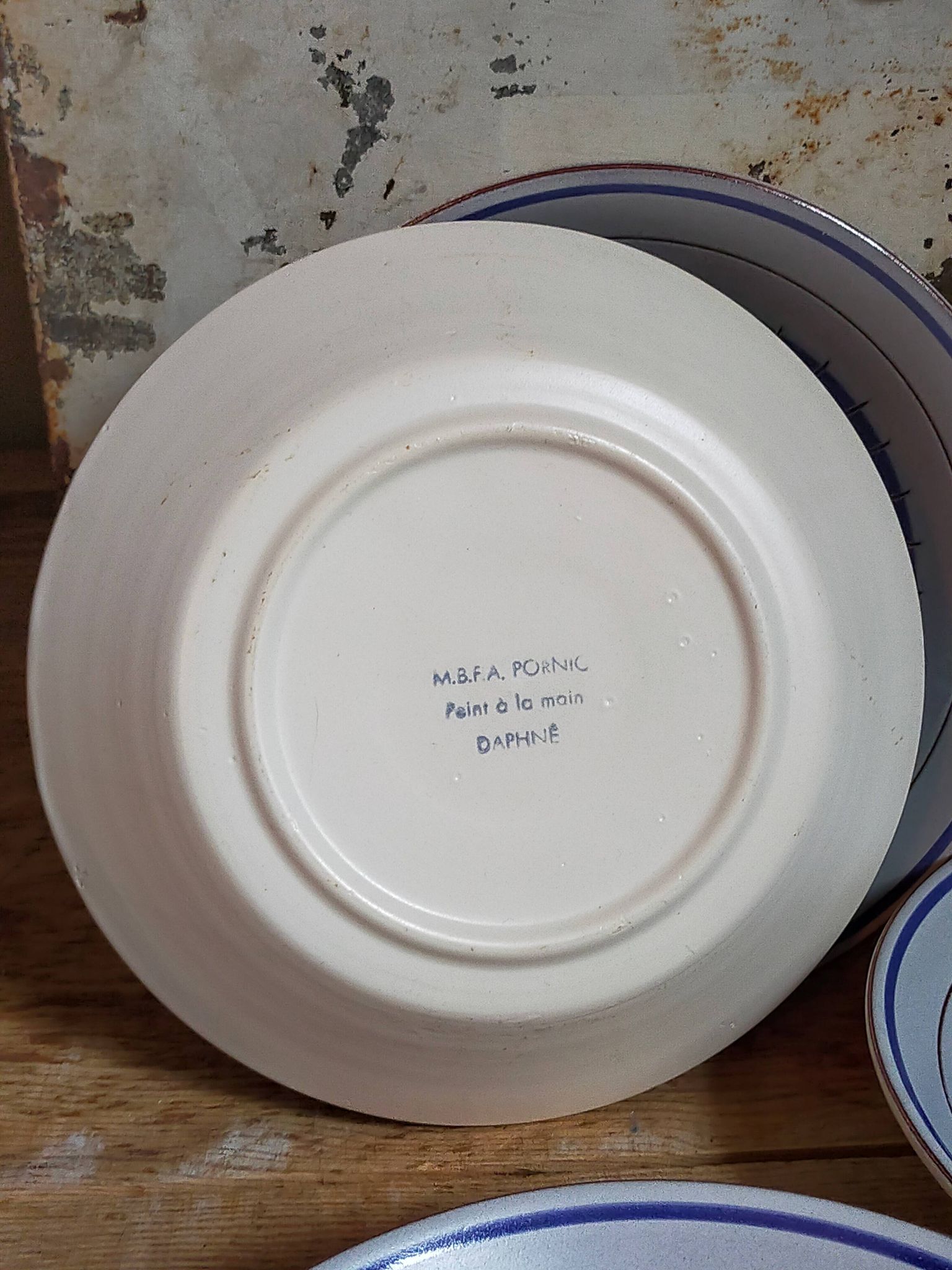 Cinq assiettes creuses céramiques M.B.F.A  PORNIC vintages service Daphné