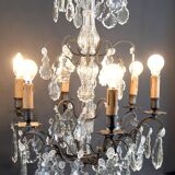 Important lustre cage en bronze, cristal de Baccarat, Style Louis XV, 1900