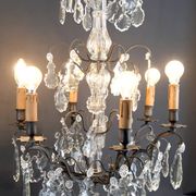 Important bronze chandelier, Baccarat crystal, Louis XV style, 1900.