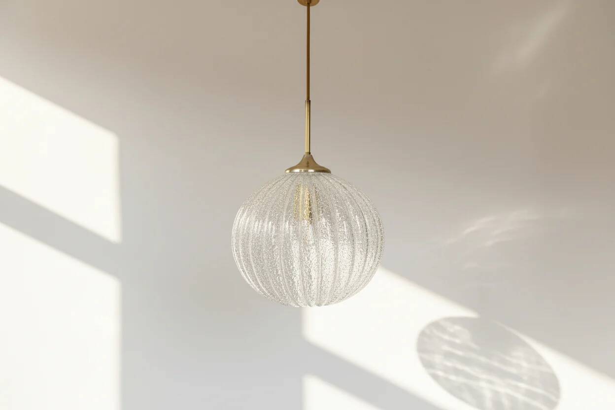 Vintage German DORIA Suspension in Cracked Glass 1960s