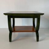 Unique Italian Green Aniline and Maple Coffee Table