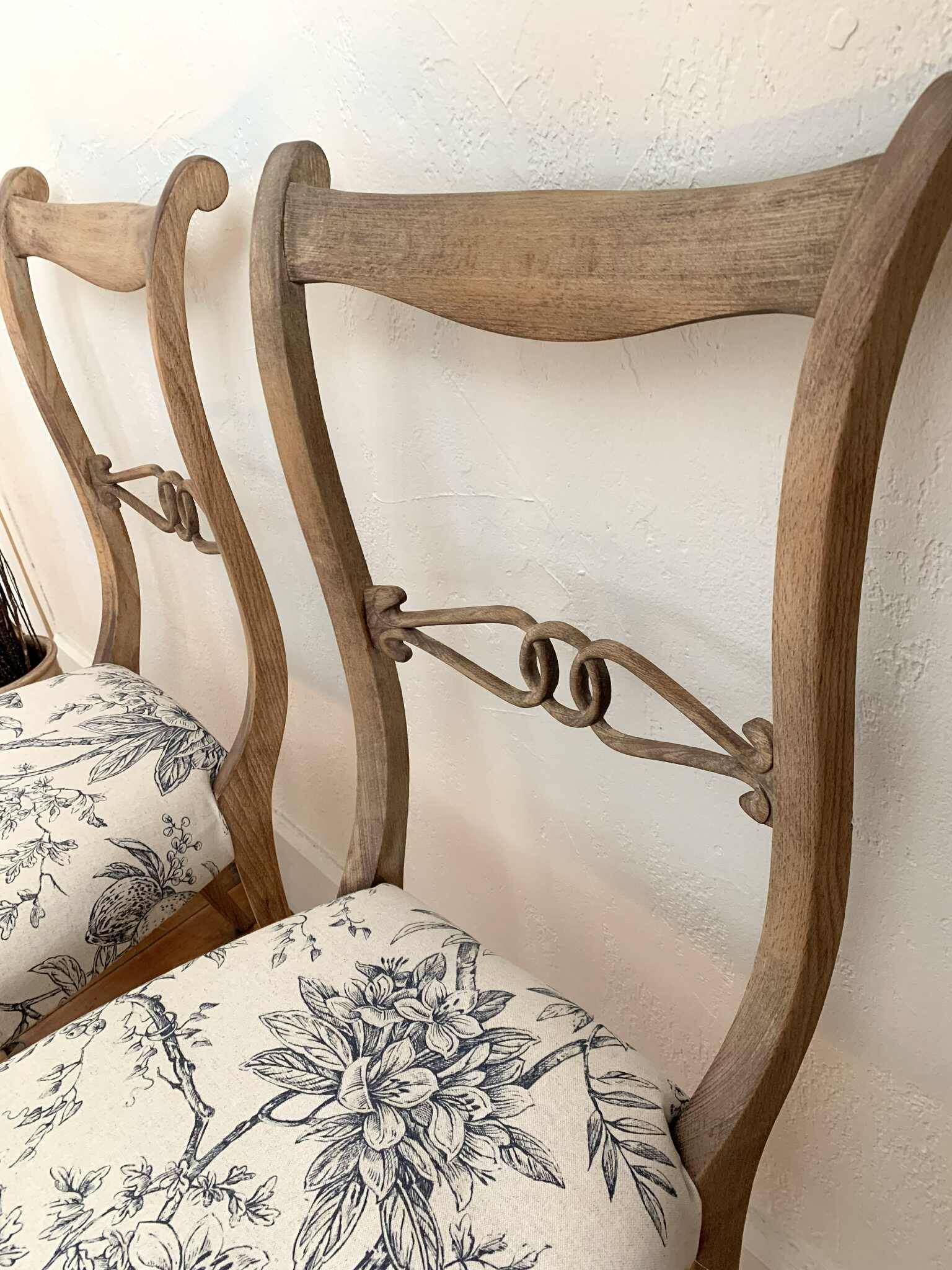 Pair of antique chairs, floral fabric