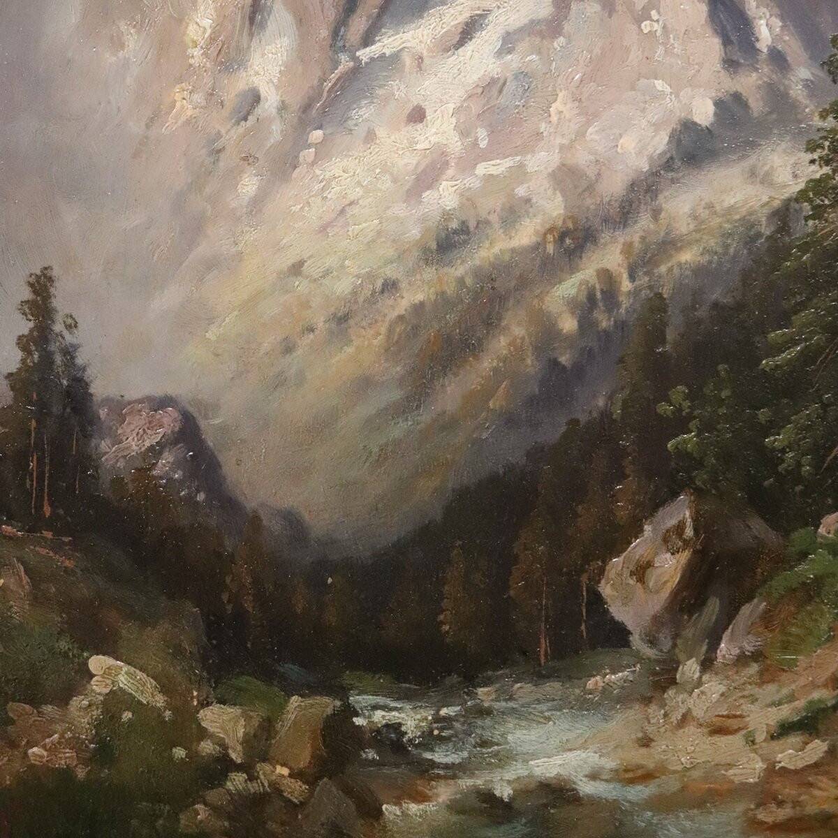 Mountain Landscape, Oil Painting On Board