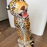 Leopard, Italian sculpture in glazed ceramic.