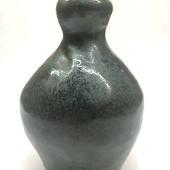 Vintage blue ceramic vase signed AP