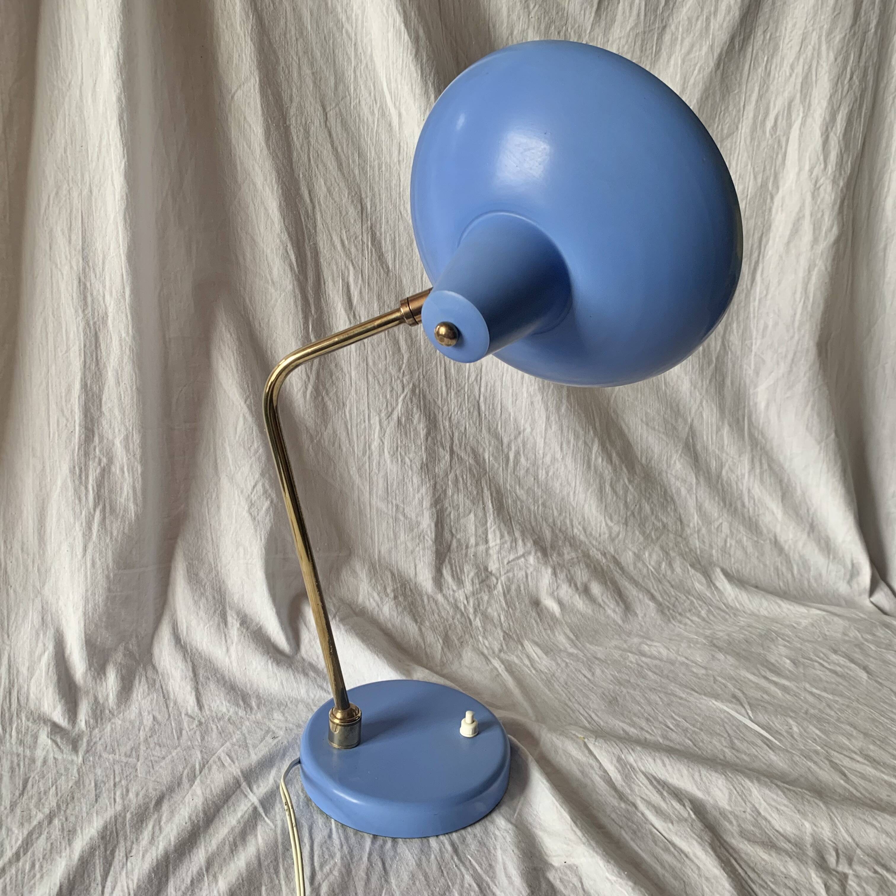 Lampe en métal bleu, 1960