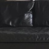 Canapé en cuir noir haut de gamme, Canapé Ligne Roset modèle Stricto Sensu
