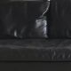 High-end black leather sofa, Ligne Roset model Stricto Sensu.