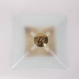 Plafonnier vintage années 60 en verre décoré design italien