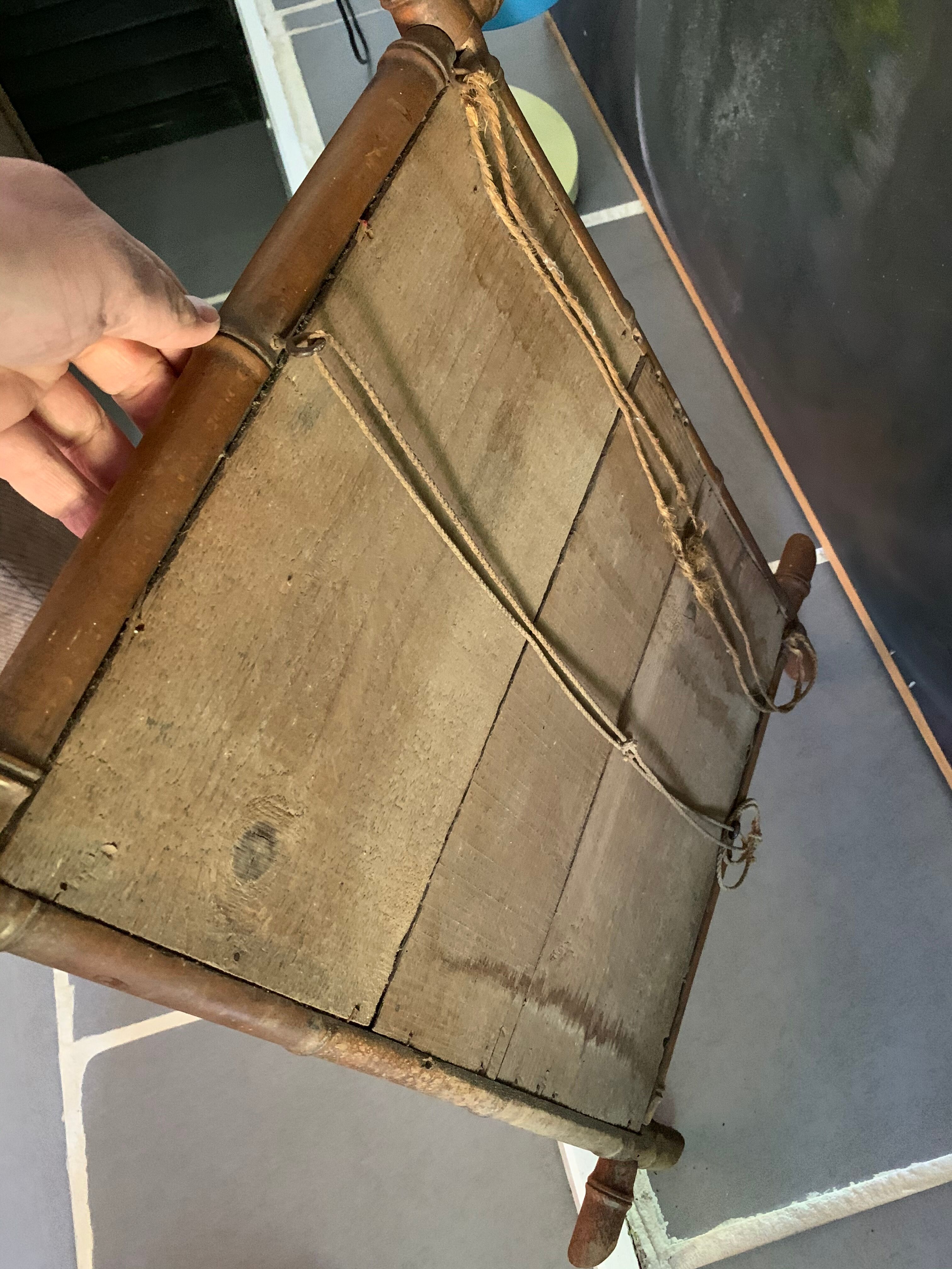 Old wood mirror turned bamboo style
