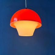 Suspension Space Age en verre acrylique orange et blanc