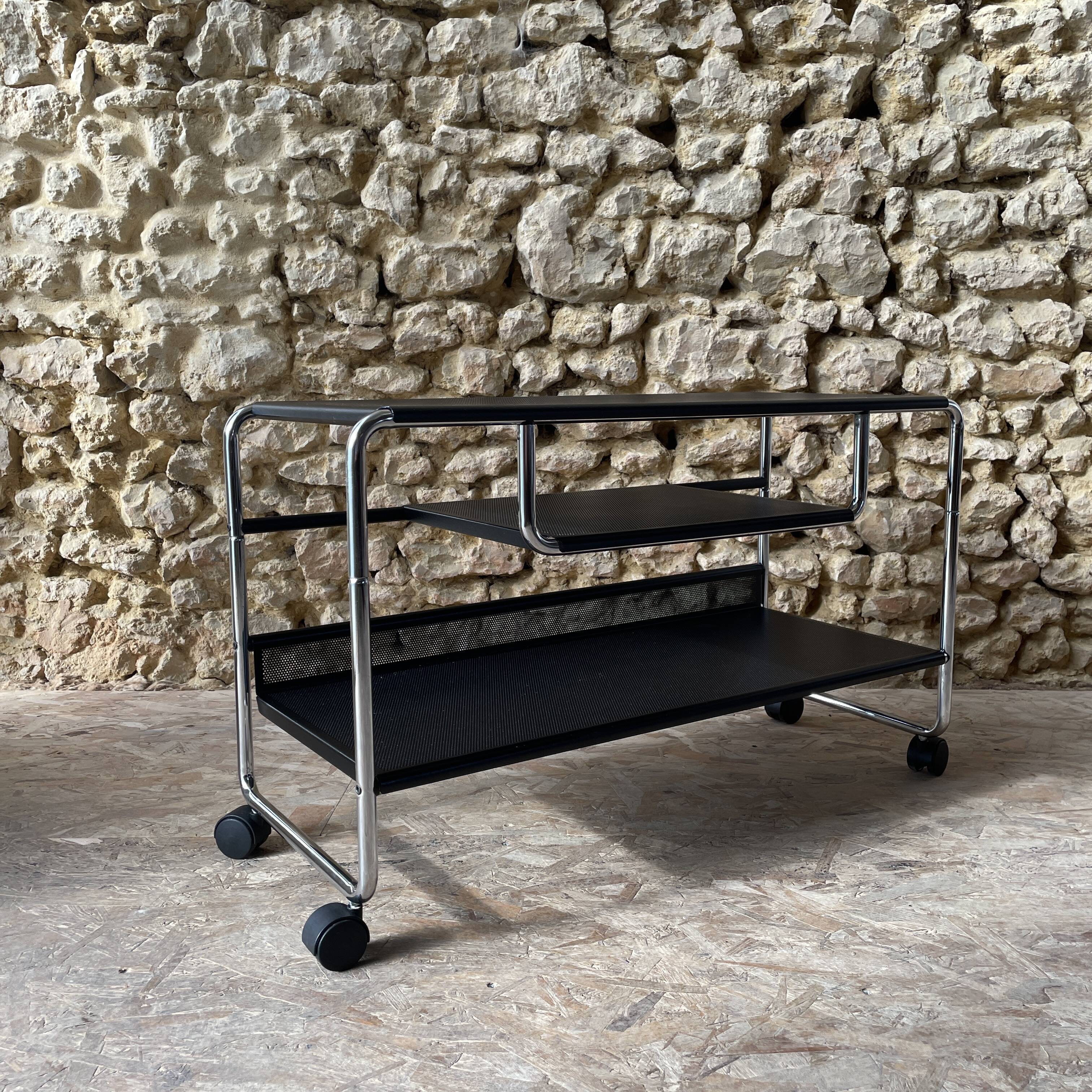 Occasional furniture / hi-fi furniture on chrome metal wheels – Habitat