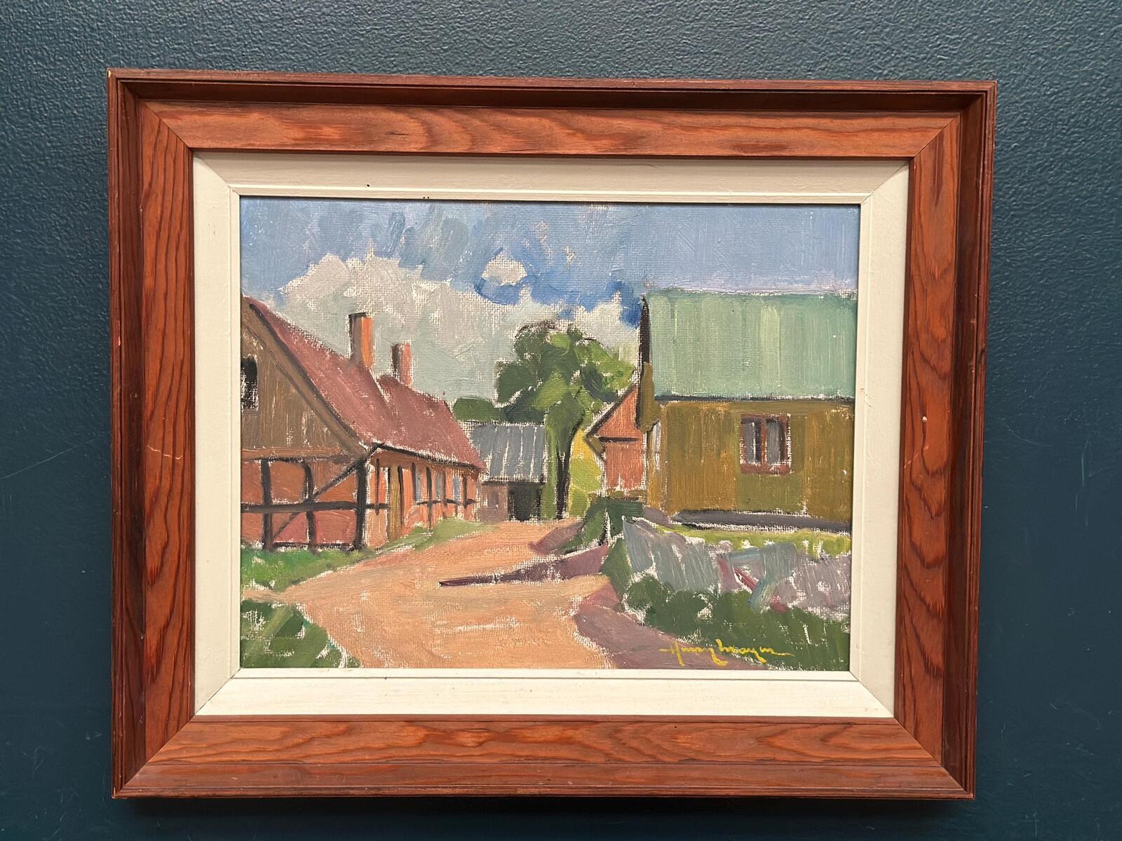 Original Swedish Oil On Panel – “Skånemotiv” By Henry Mayne – Signed – Vintage & Framed – 46 × 38 Cm (18.1" × 15")